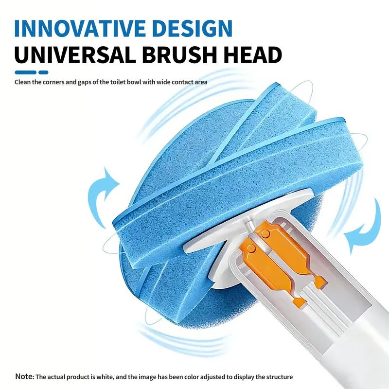 SOPAMI Wall Mount Disposable Toilet Brush Kit with 16/32 Replaceable Brush Heads Rotating Universal Brush Head All Round Deep Clean Toilet Bowl Gap Odor Reducing Mess-Free Small Bathroom Supply