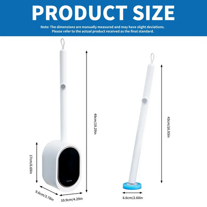 SOPAMI Wall Mount Disposable Toilet Brush Kit with 16/32 Replaceable Brush Heads Rotating Universal Brush Head All Round Deep Clean Toilet Bowl Gap Odor Reducing Mess-Free Small Bathroom Supply
