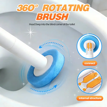 SOPAMI Wall Mount Disposable Toilet Brush Kit with 16/32 Replaceable Brush Heads Rotating Universal Brush Head All Round Deep Clean Toilet Bowl Gap Odor Reducing Mess-Free Small Bathroom Supply